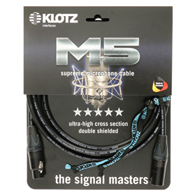Klotz M5 MC5000 XLR NEUTRIK Altın Uçlu Siyah 6mt Mikrofon Kablosu